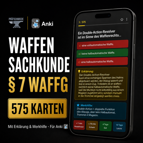 Waffensachkunde Karteikarten Set – 575 Lernkarten nach BVA-Fragenkatalog für Anki